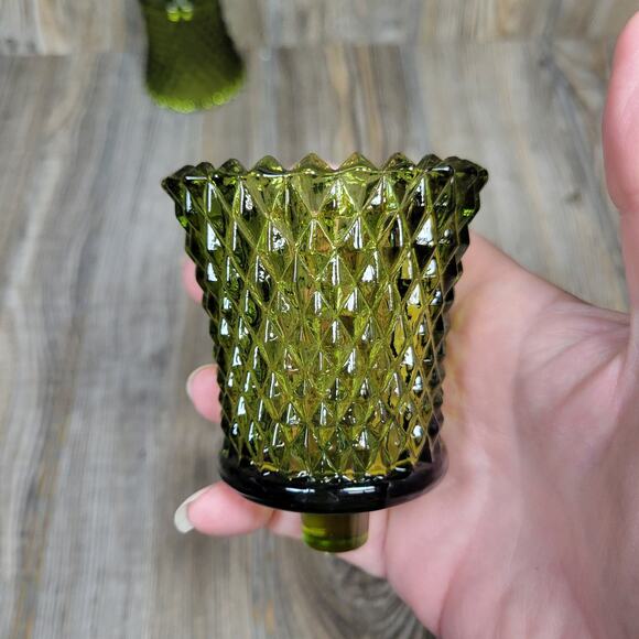 Vintage Votive Cups, Homco Green Diamond, Sconce Candle Holders Peg Style - Picture 3 of 4